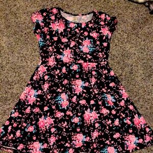 Pink and black floral dress